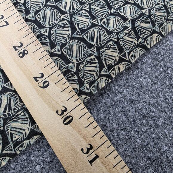 Tori Richard Shirt Mens XL Black Tan Fish Print Aloha Hawaiian Made in USA Camp - Picture 8 of 15